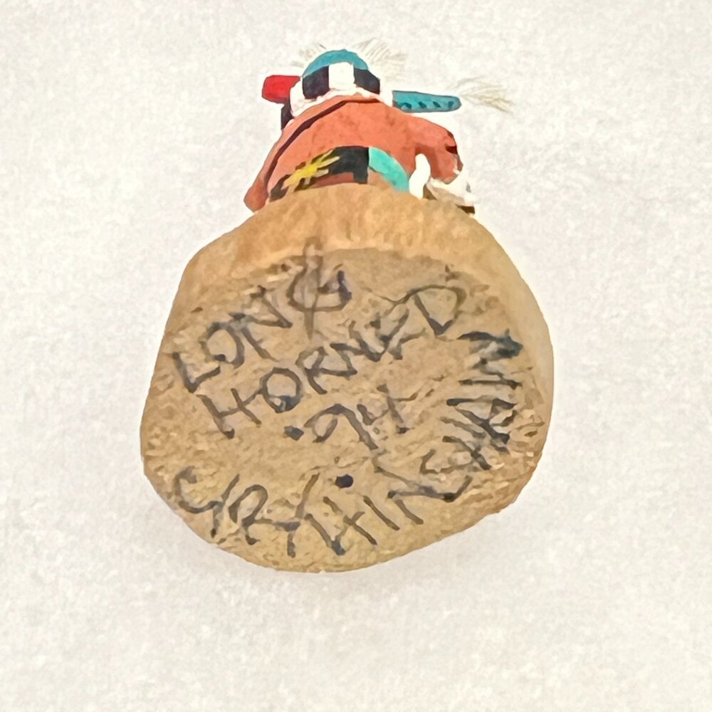 Handmade Miniature 1.5" (app.) Kachina Doll - "Long Horned" (Slight Damage) - Picture 7 of 8